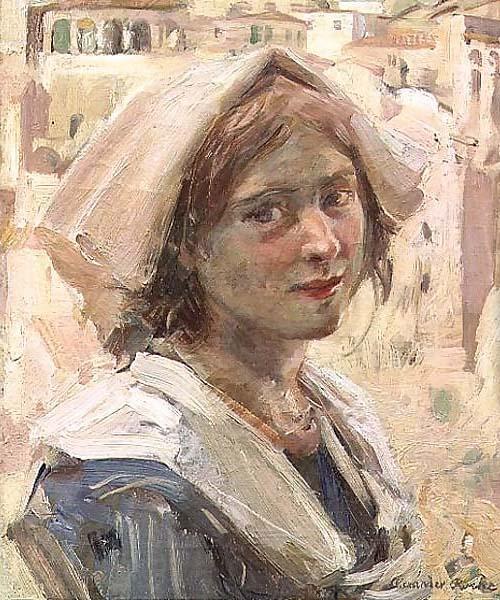Alexander Ignatius Roche Italian Peasant Girl Spain oil painting art